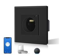 BSEED Prise Connectée Programmable, WIFI Prise Electrique Intelligente Compatible avec Alexa/Google Home/Tuya APP, Fonction de surveillance énergétique(Ligne Neutre Requise), 86mm, Noir