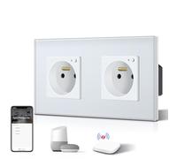 BSEED Prise Connectée Programmable,Zigbee Prise Electrique Intelligente Compatible avec Alexa/Google Home/Tuya APP, Fonction de surveillance énergétique(hub ZigBee nécessaire), 157mm, Blanc