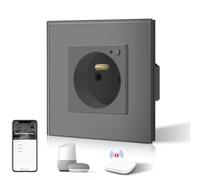 BSEED Prise Connectée Programmable, Zigbee Prise Electrique Intelligente Compatible avec Alexa/Google Home/Tuya APP, Prises de courant Zigbee(hub ZigBee nécessaire), 86mm, Gris