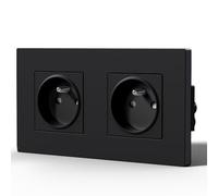 BSEED Prise Electrique, Prise Murale avec Panneau En Plastique, Alternatif Norme Française 16 Amp 240V 157mm Noir