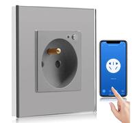 BSEED Prise Intelligente WiFi,Gris Prise Murale 16 amp Single Prises de courant alternatif,Compatible avec Alexa and Google Home,avec Contrôle à Distance,Contrôle Vocal et Fonction de Temps