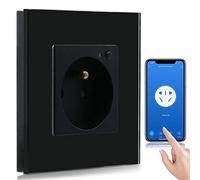 BSEED Prise Intelligente WiFi,Noir Prise Murale 16 amp Single Prises de courant alternatif,Compatible avec Alexa and Google Home,avec Contrôle à Distance, Contrôle Vocal et Fonction de Temps
