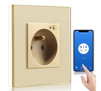 BSEED Prise Intelligente WiFi,Or Prise Murale 16 amp Single Prises de courant alternatif,Compatible avec Alexa and Google Home,avec Contrôle à Distance, Contrôle Vocal et Fonction de Temps