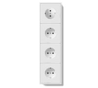 BSEED Prise multiple Schuko encastrée, prise murale 16 A avec cadre en PC, prise quadruple avec griffes, 4 prises blanches