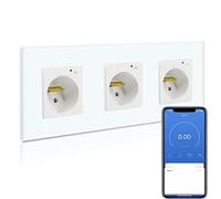 BSEED Prise Murale Intelligente Blanc,16a Triple Prise WiFi avec Mesure de Consommation Électrique,Compatible avec Alexa and Google Home,avec Contrôle à Distance, Contrôle Vocal et Fonction de Temps