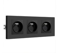 BSEED Prise Murale,Prise Electrique Encastrable,3 Gang,Norme Française Prises 16A 250V avec Panneau en Plastique,Facile à Installer,228 * 86mm Noir