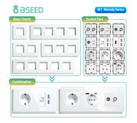 BSEED-Prise USB Standard UE, Prise Électrique Murale, Panneau en Verre, Pièces de Fonction ST, Internet Télévision, RJ45, DIY