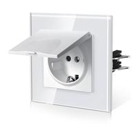 BSEED Prises de courant en cristal Standard, Prise avec couvercle étanche, Prises de courant avec sécurité pour enfants, Facile d'installation, Série E. 86mm Blanc