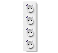 BSEED Schuko Multiprise encastrée avec USB C 20 W, prise murale 16 A avec cadre PC, quadruple prise avec griffes, 4 compartiments, blanc