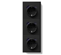 BSEED Schuko Multiprise encastrée avec USB C 20 W, prise murale 16 A avec cadre PC, triple prise avec griffes, 3 compartiments, noire