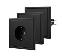 BSEED Schuko Prise de courant murale avec Griffes, Prise allemande Plastique, Prises de courant avec sécurité pour enfants, Facile d'installation, 1 Schuko - 3 Paquetes, Noir