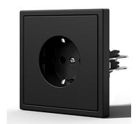 BSEED Schuko Prise de courant murale avec Griffes, Prise allemande Plastique, Prises de courant avec sécurité pour enfants, Facile d'installation, 1 Schuko-80mm, Noir