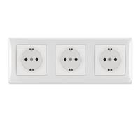 BSEED Schuko Steckdose 3 Fach mit Steckklemme, Unterputz Steckdose mit PC Rahmen, 3er Steckdose Unterputz 16Amp, Dreifachsteckdose, Schutzkontakt Wandsteckdose Socket Weiß - 223 mm