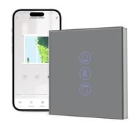 BSEED Simple Interrupteur Volet Roulant Connecté WIFI,Smart WiFi Interrupteur Tactile de Rideau,Volet Roulant Connecté Compatible avec Alexa, Google Home et SmartLife,86 * 86mm Gris