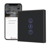 BSEED Simple Interrupteur Volet Roulant Connecté ZIGBEE,Smart ZIGBEE Interrupteur Tactile de Rideau,Volet Roulant Connecté Compatible avec Alexa, Google Home et SmartLife,86 * 86mm Noir