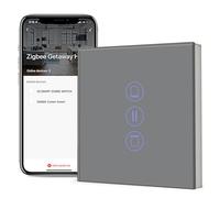 BSEED Simple Interrupteur Volet Roulant Connecté ZIGBEE,Smart ZIGBEE Interrupteur Tactile de Rideau,Volet Roulant Connecté Compatible avec Alexa, Google Home et SmartLife,86 * 86mm Gris