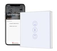 BSEED Simple Interrupteur Volet Roulant Connecté ZIGBEE,Smart ZIGBEE Interrupteur Tactile de Rideau,Volet Roulant Connecté Compatible avec Alexa, Google Home et SmartLife,86 * 86mm Blanc