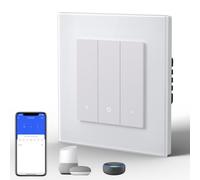 BSEED Smart WiFi Dimmer, Interrupteur Variateur, Panneau en Verre Esthétique,Compatible avec Google Home et Alexa Neutral Line Required, 1 Gang 1 Way, blanc