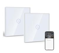 BSEED Smart ZigBee Interrupteur Encastré 1 Gang 2 Voies, Interrupteur Mural Intelligent avec Alexa et Google Home, Interrupteur à Écran Tactile (Neutre, Hub Gateway Nécessaire) Blanc