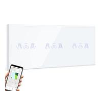 BSEED Triple Alexa Interrupteur Volet Roulant Connecté,WiFi Interrupteur Volet Roulant Blanc,Compatible avec Amazon Alexa et Google Home,Contrôle Vocal et Fonction de Temps,Interrupteur Tactile Mural