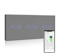 BSEED Triple Alexa Interrupteur Volet Roulant Connecté,WiFi Interrupteur Volet Roulant Gris,Compatible avec Amazon Alexa et Google Home,Contrôle Vocal et Fonction de Temps,Interrupteur Tactile Mural