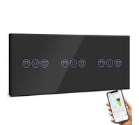 BSEED Triple Alexa Interrupteur Volet Roulant Connecté,WiFi Interrupteur Volet Roulant Noir,Compatible avec Amazon Alexa et Google Home,Contrôle Vocal et Fonction de Temps,Interrupteur Tactile Mural