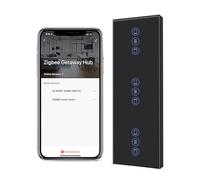 BSEED Triple Interrupteur Volet Roulant Connecté ZIGBEE,Smart ZIGBEE Interrupteur Tactile de Rideau,Volet Roulant Connecté Compatible avec Alexa, Google Home et SmartLife,228 * 86mm Noir