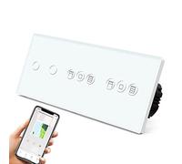 BSEED WIFI Interrupteur Tactile 2 Gang 1 Voie avec Double Interrupteur Intelligent Volet Roulant, contrôle à distance via application Smart Life/Tuya,compatible avec Alexa et Google Home, Blanc