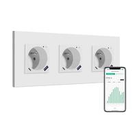 BSEED WIFI Prise Connectée Murale,3 Gang 228 * 86mm Blanc,Prise Encastrable avec USB C Panneau en Plastique,Fonction de Comptage D'électricité,Compatible avec Smartlife/Google Home/Alexa