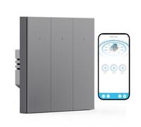 BSEED WIFI Smart Interrupteur d'Éclairage, Wifi Interrupteur à Bascule 3 Gang 1 Voie Encastré Gris, Compatible avec Alexa et Google Home, Fonctionne avec App Smart Life (Fil Neutre Requis)