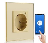 BSEED Wifi Smart Steckdose,arbeitet mit Amazon Alexa,Google Home,Timing-Funktion und APP-Steuerung,1 Fach Schuko Steckdose Gold,Unterputz Glas Intelligente Steckdose-auf NUR 2.4 GHz Netzwerk