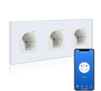BSEED Wifi Smart Steckdose,arbeitet mit Amazon Alexa,Google Home,Timing-Funktion und APP-Steuerung,3 Fach Schuko Steckdose Weiß,Unterputz Glas Intelligente Steckdose-auf NUR 2.4 GHz Netzwerk