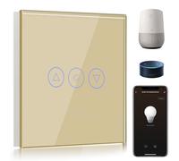 BSEED WiFi Variateur de Lumière,1 Gang 1 Voie Intelligent Interrupteur gradateur Or,Compatible avec Amazon Alexa et Google Home,Interrupteur Connecté WiFi avec Écran Tactile(Ligne Neutre Requis)