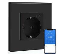 BSEED WLAN Smart Steckdose 16A, Energiekostenmesser, 1 Fach Intelligente Steckdose mit Verbrauchsmessung und Energiekosten-Messer, arbeitet mit Amazon Alexa, Google Home, Timerfunktion Schwarz