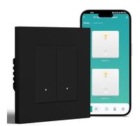 BSEED Zigbee Interrupteur Cadre en PC 2 Gang 1 Voie avec Bornes à Ressort,Smart Interrupteur Compatible avec Alexa et Google Home(Nécessite Gateway Hub et Fil Neutre),Noir