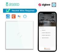 BSEED Zigbee interrupteur tactile 1/2/3 boutons 1/2/3 voies interrupteur mural intelligent Tuya Google Home App Alexa commande vocale besoin de fil neutre ZigBee GateWay