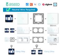 BSEED Zigbee interrupteur tactile fonction partie panneau de verre seulement variateur intelligent rideau interrupteur bricolage partie Zigbee prise pièces avec neutre