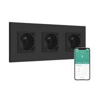 BSEED Zigbee Prise Connectée Murale,3 Gang 228 * 86mm Noir,Prise Encastrable avec USB C Panneau en Plastique,Fonction de Comptage D'électricité(Une Passerelle Zigbee est Nécessaire)