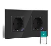 BSEED ZigBee Steckdose mit USB C 20W Schnellladegerät mit Verbrauchsmessung,WLAN Doppelsteckdose Unterputz für Alexa/Google Home,Smart Steckdose mit Strommessung 16A,2 Fach Schwarz(Gateway Hub Bedarf)
