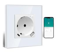BSEED ZigBee Steckdose mit USB C 20W Schnellladegerät mit Verbrauchsmessung,WLAN Steckdose Unterputz für Alexa/Google Home,Smart Steckdose mit Strommessung 16A,1 Fach Weiß(Gateway Hub Bedarf)