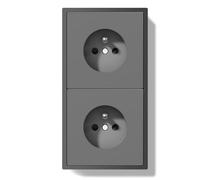 BSEEDLIFE Double Prise Murale,Normes Françaises Prise Electrique Encastrable,Facile à Installer,Panneau PC,2 Gang 150 * 80mm,Gris