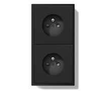 BSEEDLIFE Double Prise Murale,Normes Françaises Prise Electrique Encastrable,Facile à Installer,Panneau PC,2 Gang 150 * 80mm,Noir