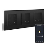 BSEEDLIFE Interrupteur intelligent WIFI avec variateur Wi-Fi, 4 positions, 1 variateur d'intensité, compatible avec Alexa/Google Home, interrupteur de lumière encastré à intensité variable, noir