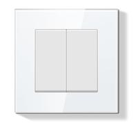 BSEEDLIFE Interrupteur Mural,Interrupteur Encastré à Réinitialisation avec Cadre en Verre,2 Gang 1 Voie,Installation Facile,86 * 86mm,Blanc