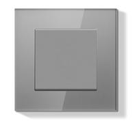 BSEEDLIFE Interrupteur Mural,Interrupteur Encastré avec Cadre en Verre de Cristal,1 Gang 1 Voie,Installation Facile,86 * 86mm,Gris