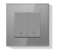 BSEEDLIFE Interrupteur pour Store Enrouleur,Bouton-Poussoir pour Rideau avec Cadre en Verre,Moderne pour Maison et Appartement,Installation Facile (Pinces et Griffes),86 * 86mm,Gris