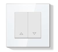 BSEEDLIFE Interrupteur pour Store Enrouleur,Bouton-Poussoir pour Rideau avec Cadre en Verre,Moderne pour Maison et Appartement,Installation Facile (Pinces et Griffes),86 * 86mm,Blanc