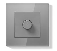 BSEEDLIFE Interrupteur Variateur Encastré 500W avec Cadre en Verre et Interrupteur Mural Rotatif pour Lampes LED et à Incandescence à Intensité Variable,86 * 86mm,Gris