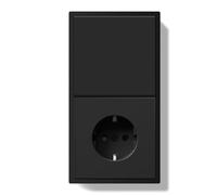 BSEEDLIFE Prise avec Interrupteur Murale Encastrée,Schuko Prise avec Cadre PC,Bouton-Poussoir avec Serre-Câbles et Griffes,Installation Facile,1 Gang 1 Voie 150 * 80mm,Noir