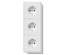 BSEEDLIFE Prise Schuko encastrée EU-Standard, prise murale 16A avec cadre en PC, 80 * 220mm, prise simple avec griffes, prise avec serrage à ressort, installation facile, 3 prises, Blanc